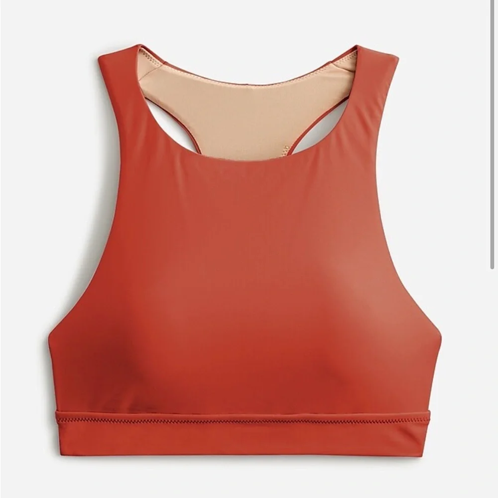 J.Crew Active Longline Swim Top Plus Size 3X Wildfire Color High Neck - Picture 1 of 7